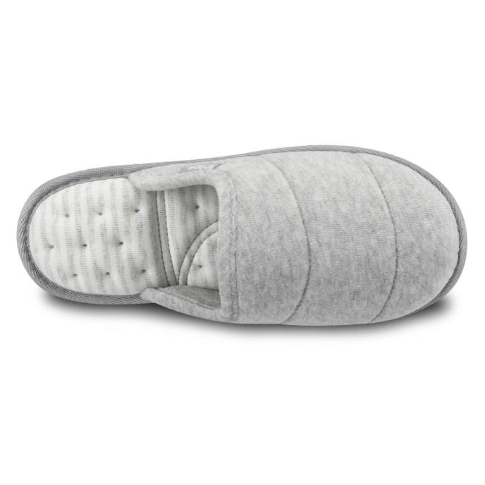 Isotoner® Ladies Marl Quilted Mule Slipper With Striped In Sock Grey Extra Image 4